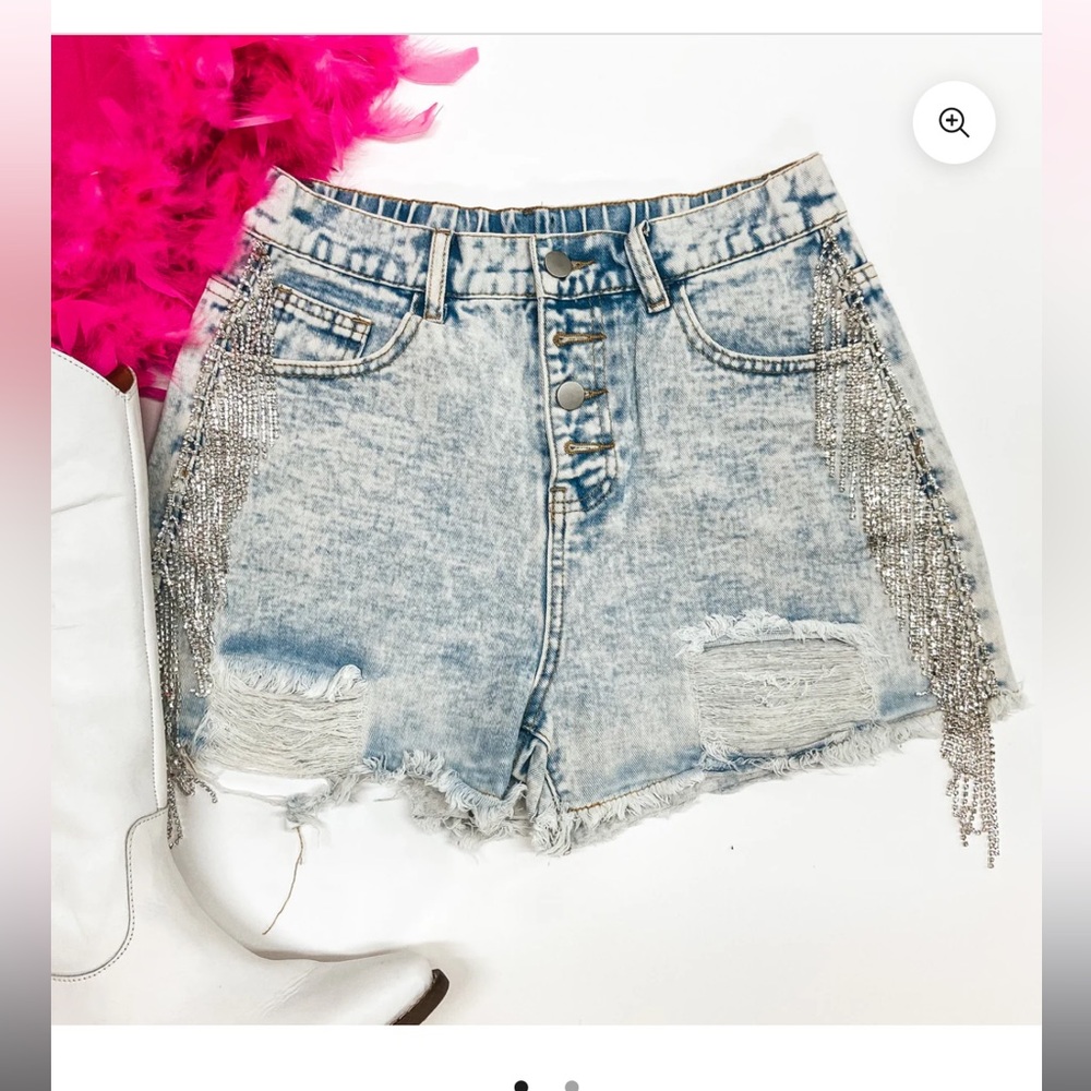 Rhinestone Denim Shorts Plus Size